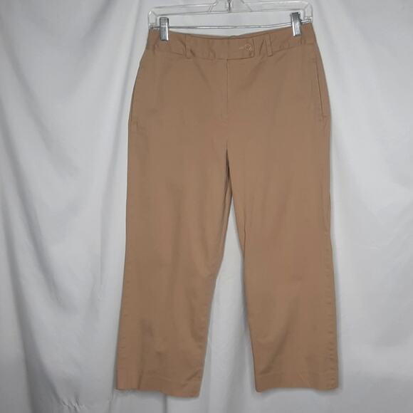 Larry Levine Stretch Cropped Khakis Tan 6P - Picture 1 of 8